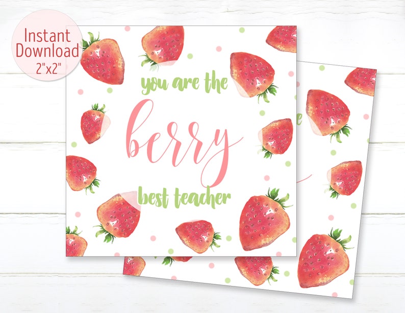 Printable You're the Berry Best Teacher Cookie Tag Teacher - Etsy Hong Kong
