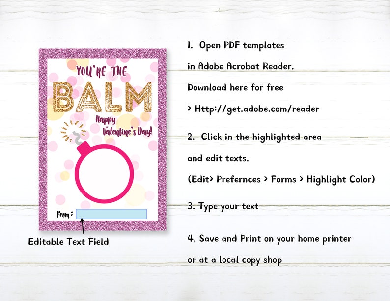 Editable EOS Lip Balm Valentine You Are the Balm Valentine - Etsy