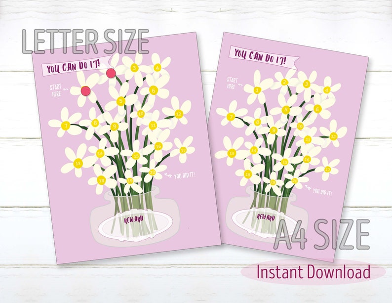 Printable Reward Chart for Kids Pink Flower Behavior Chart Toddler ...