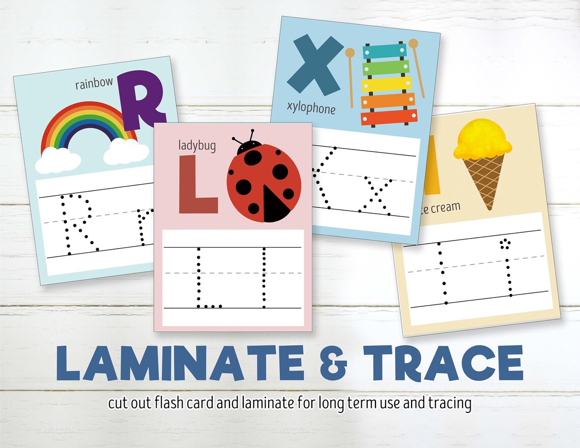 Printable Alphabet Tracing Flash Cards Preschool Homeschool | Etsy