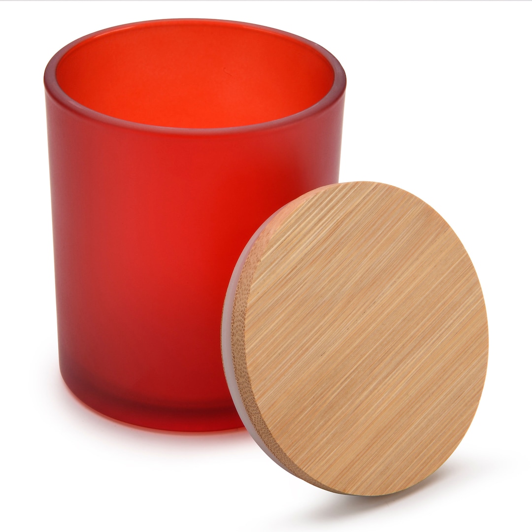 7 Oz Frosted Red Candle Making Jars With Bamboo Lids - Set of 12 Pcs - Etsy