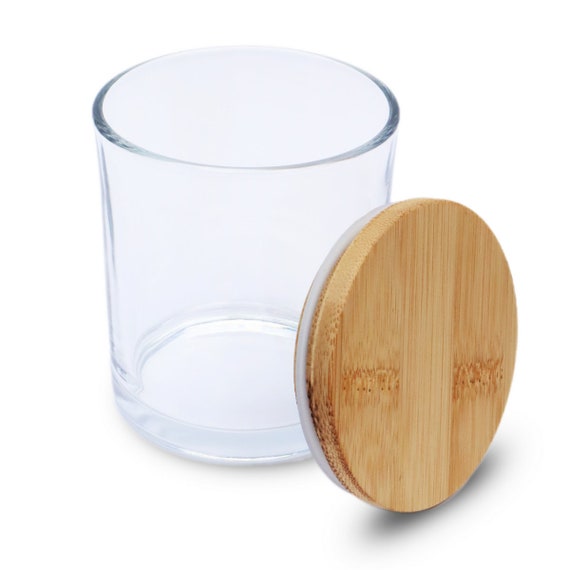 15.5 Oz Clear Candle Jars With Bamboo Lids Set of 12 Pcs 