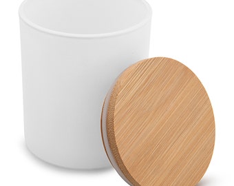 15.5 Oz white matte candle jars with bamboo lids ( Set of 12 pcs)