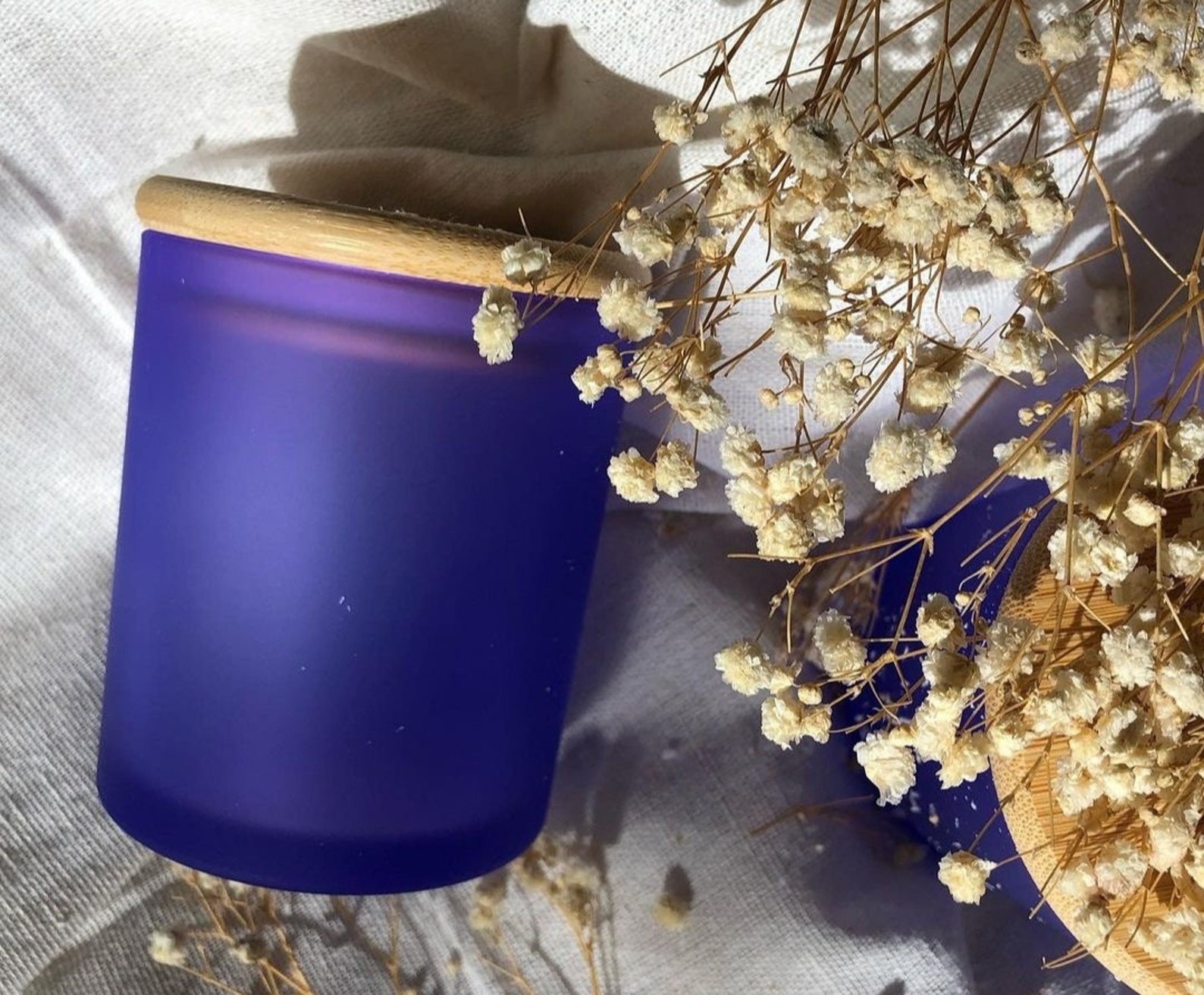 10 Oz Frosted Purple Candle Vessel With Bamboo Lids for Candle Etsy