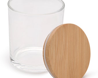 10 oz clear candle jars with bamboo lids ( set of 12 pcs)
