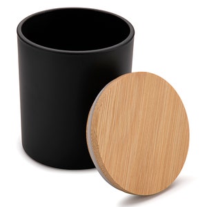 15.5 Oz Black matte candle jars with bamboo lids ( Set of 12 pcs)