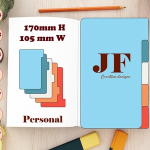 Personal side tab dividers svg, 5 planner divider pages, personal binder dividers for Cricut, tabs templates, dividers pattern PDF