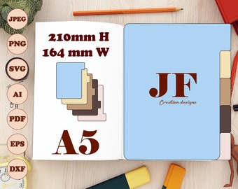 Divisores de planificador A5 SVG: Plantillas imprimibles de pestañas laterales (descarga digital)