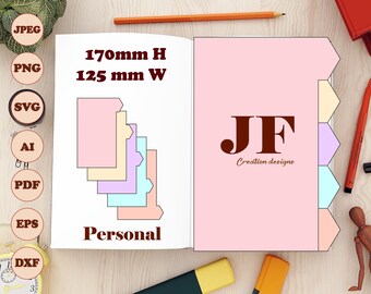 Personal Planner Dividers: Side Tab Templates, Cut Files (SVG, PDF)