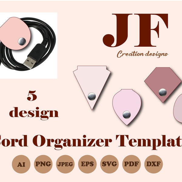 Cute cord keeper holder template, ear bud wraps, cable organizer SVG bundle, earphones holder SVG pattern, leather crafts, no sewing pattern