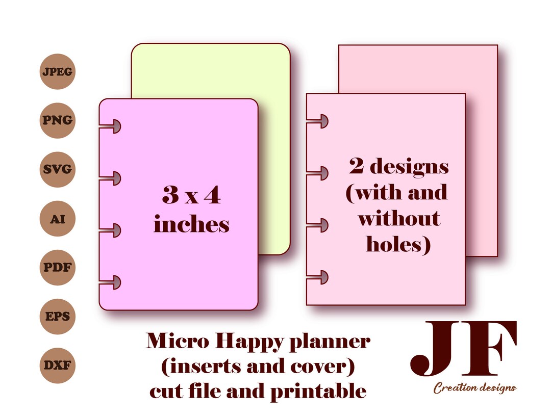 Micro Happy Planner Insert Template SVG With Punch Holes and Without