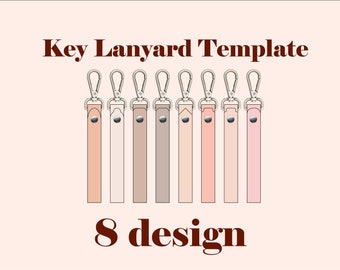 Leather key lanyard template, key wristlet pattern, DIY key fob, key ring PDF, keys organizer, vegan leather keychain cut files SVG