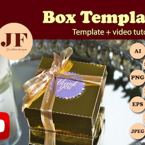 Gift box pattern, bow box template, cube box svg, square box with lid, Cricut cut files, soap packaging, candy display box, jewelry box svg