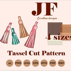 Tassel svg, tassel keychain svg, tassel cut pattern SVG, faux lether tassel template, tassel charm PDF, keychain, key fob, cut files Cricut