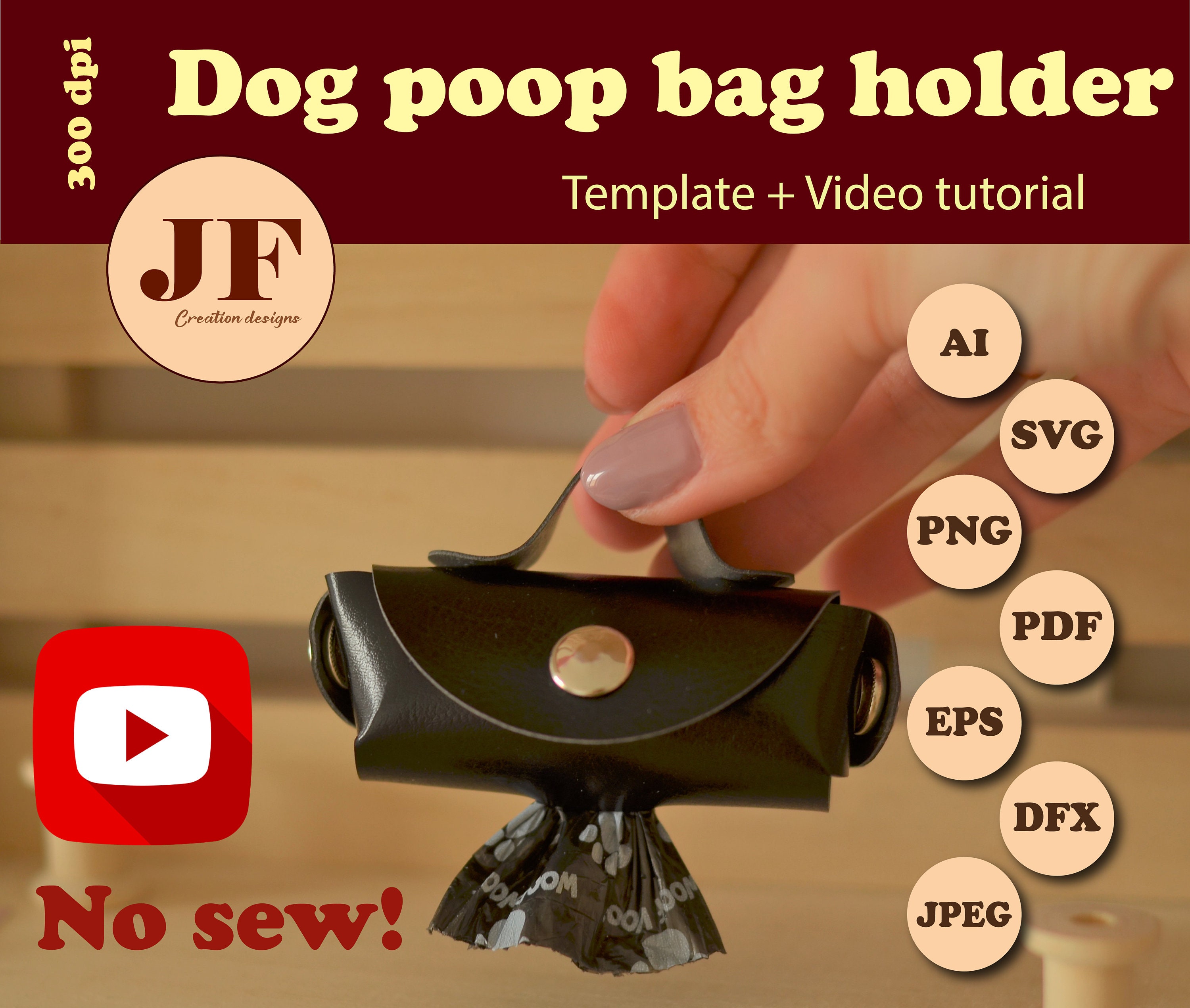 Designer Dogwear Hugo Poop Bag Holder Leather Dog Shape