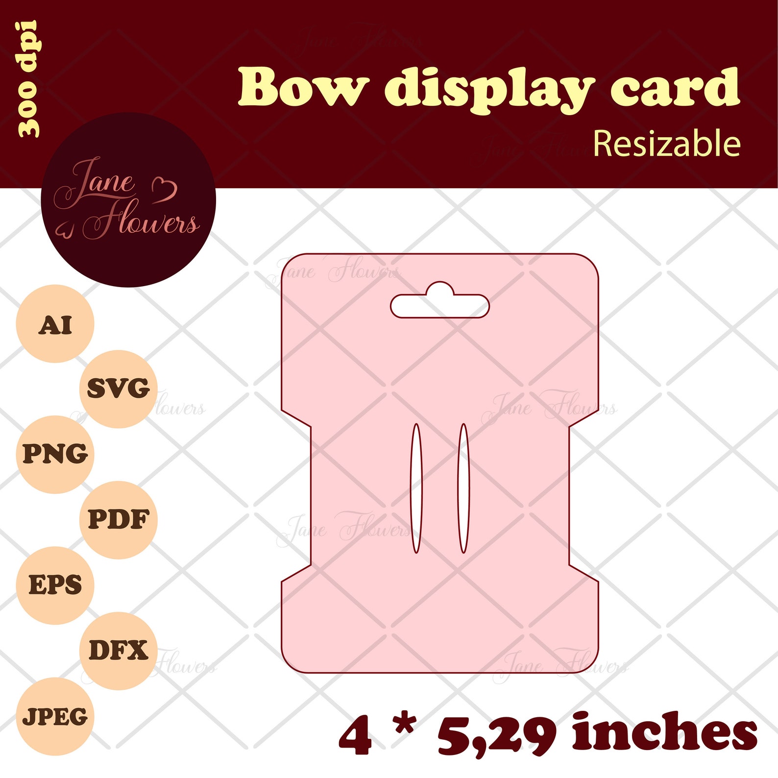 Bow Display Card Template Hair Bow Card Pattern DIY Headband Etsy