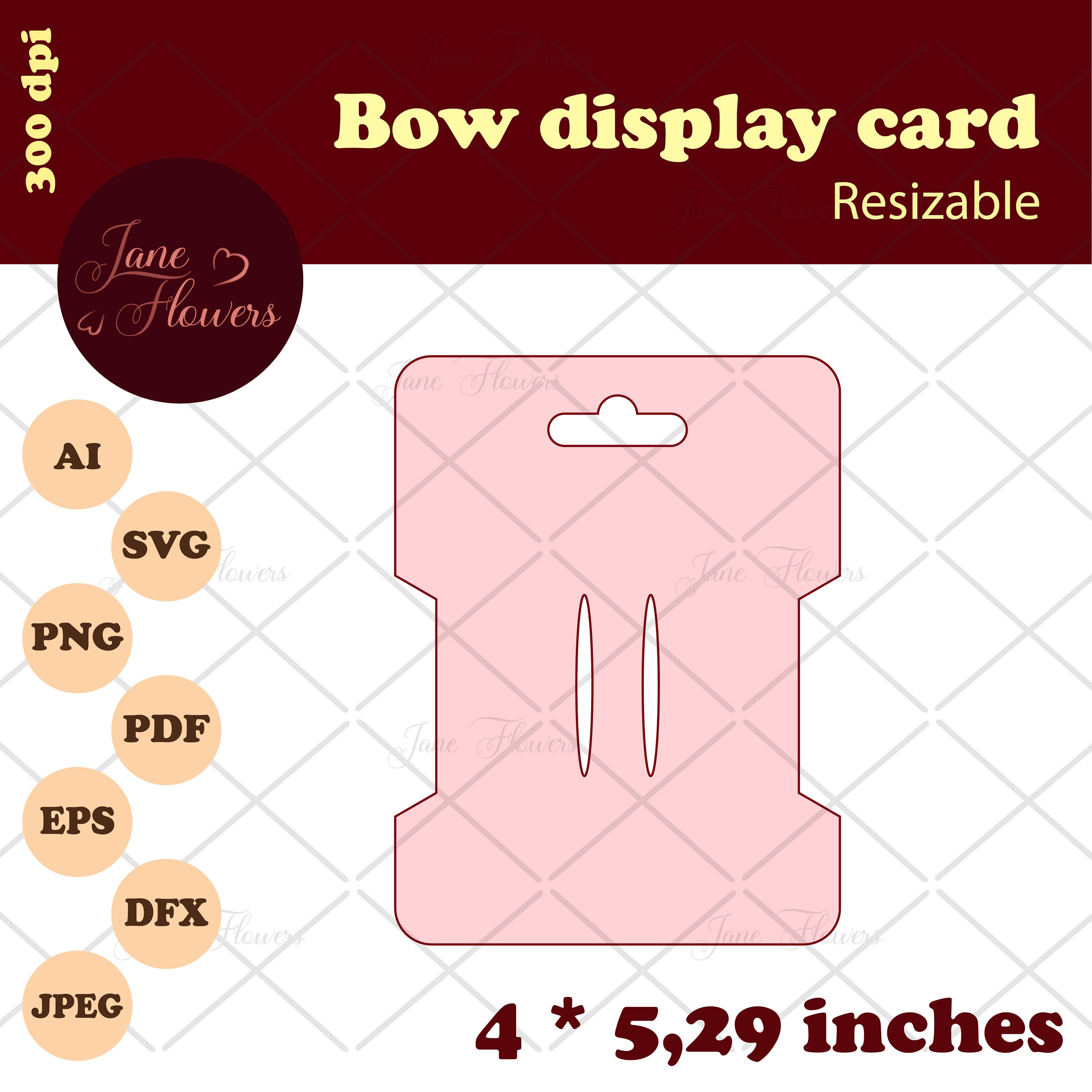 Bow Display Card Template Hair Bow Card Pattern DIY Headband Etsy