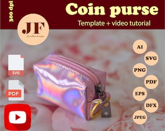 Coin Purse Template SVG: DIY Faux Leather Pattern with Sewing Tutorial (PDF)