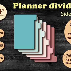 B6 slim side tab dividers svg, 6 planner divider pages, planner binder dividers for Cricut, tabs templates, folder dividers pattern PDF