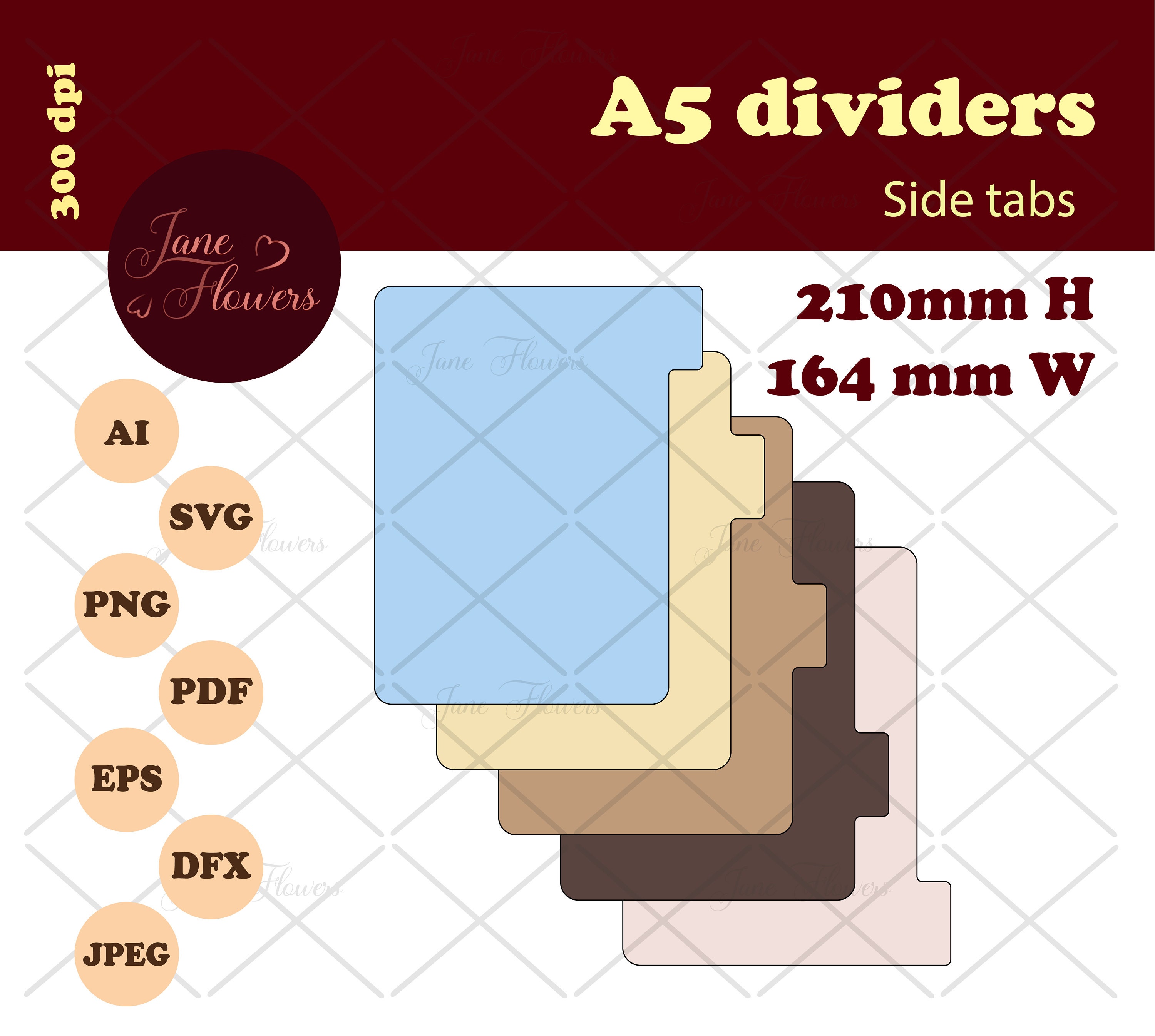 A5 Planner Dividers Svg 5 Divider Pages With Side Tabs A5 Etsy Canada