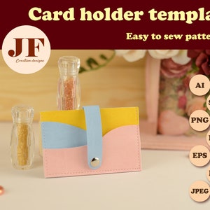 Patrón de billetera para tarjetas de crédito para Cricut, Silhouette, SVG, DFX, estuche para tarjetas de cuero sintético DIY, plantilla de corte para bolso delgado, soporte para licencia de conducir
