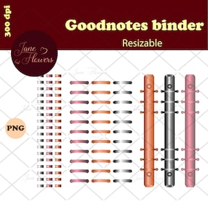 Digital binder rings commercial use / Goodnotes planner rings / spiral clipart / digital clip art / 9 png files instant download