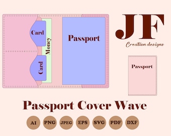 Passport Cover Template: Wave Pockets, DIY Card Holder (SVG, PDF)