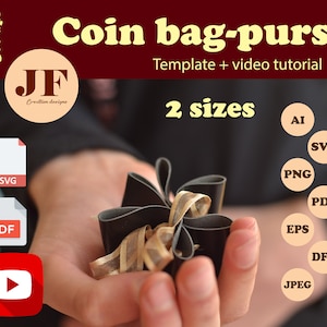 Mini modèle de porte-monnaie SVG, projet DIY cricut, petit porte-monnaie, portefeuille de sac en similicuir, pochette pour pièce de monnaie en cuir, modèle PDF de sac à main