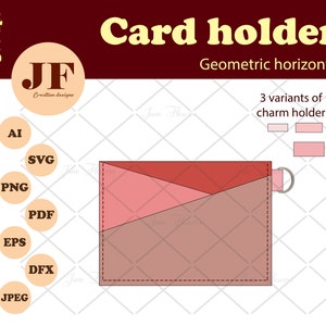 Porta carte orizzontale SVG, porta carte geometrico SVG, modello piccolo portafoglio per Cricut, portafoglio fai da te in similpelle, borsa sottile, porta documenti