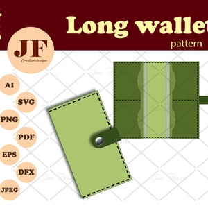 Plantilla SVG de billetera plegable delgada, patrón de billetera minimalista, linda plantilla de bolso para Cricut, billetera DIY, SVG de cuero sintético, hazlo tú mismo