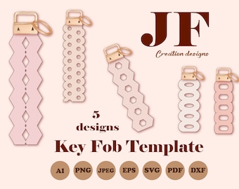 Leather Key Fob Template: Wrist Lanyard SVG, PDF Pattern