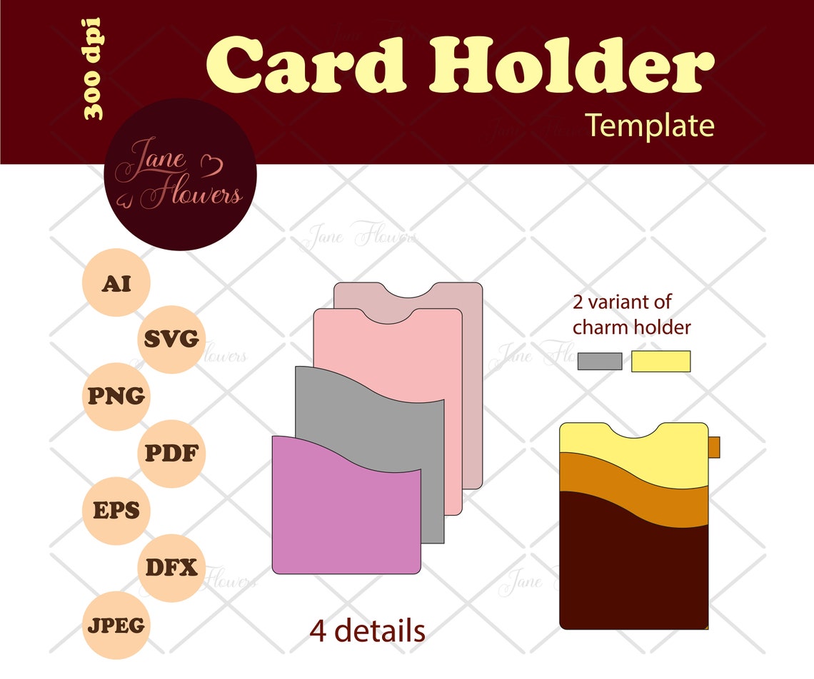 Card holder template for Cricut Silhouette Scan&Cut SVG Etsy
