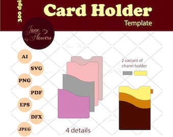 Wave Card Holder Template for Cricut, Faux Leather Wallet (Digital Download)
