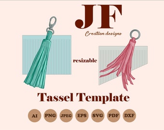 Faux Leather Tassel Template: Keychain, Purse Fob SVG PDF