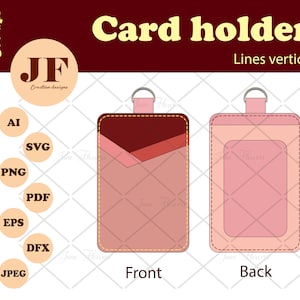 Porta tessere d'identità in formato svg, porta badge identificativo, porta biglietti da visita in formato SVG, modello per portafoglio piccolo per Cricut, portafoglio fai da te in similpelle, borsa sottile