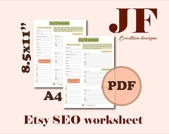 Hoja de trabajo de SEO de Etsy: Planificador de tienda y rastreador de palabras clave (Descargar PDF)