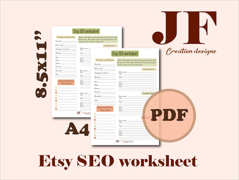 Etsy SEO Worksheet Etsy Planner Page Tags SEO Help Etsy - Etsy