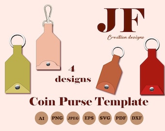 Faux Leather Coin Purse Template: DIY Keychain Fob (SVG, PDF)