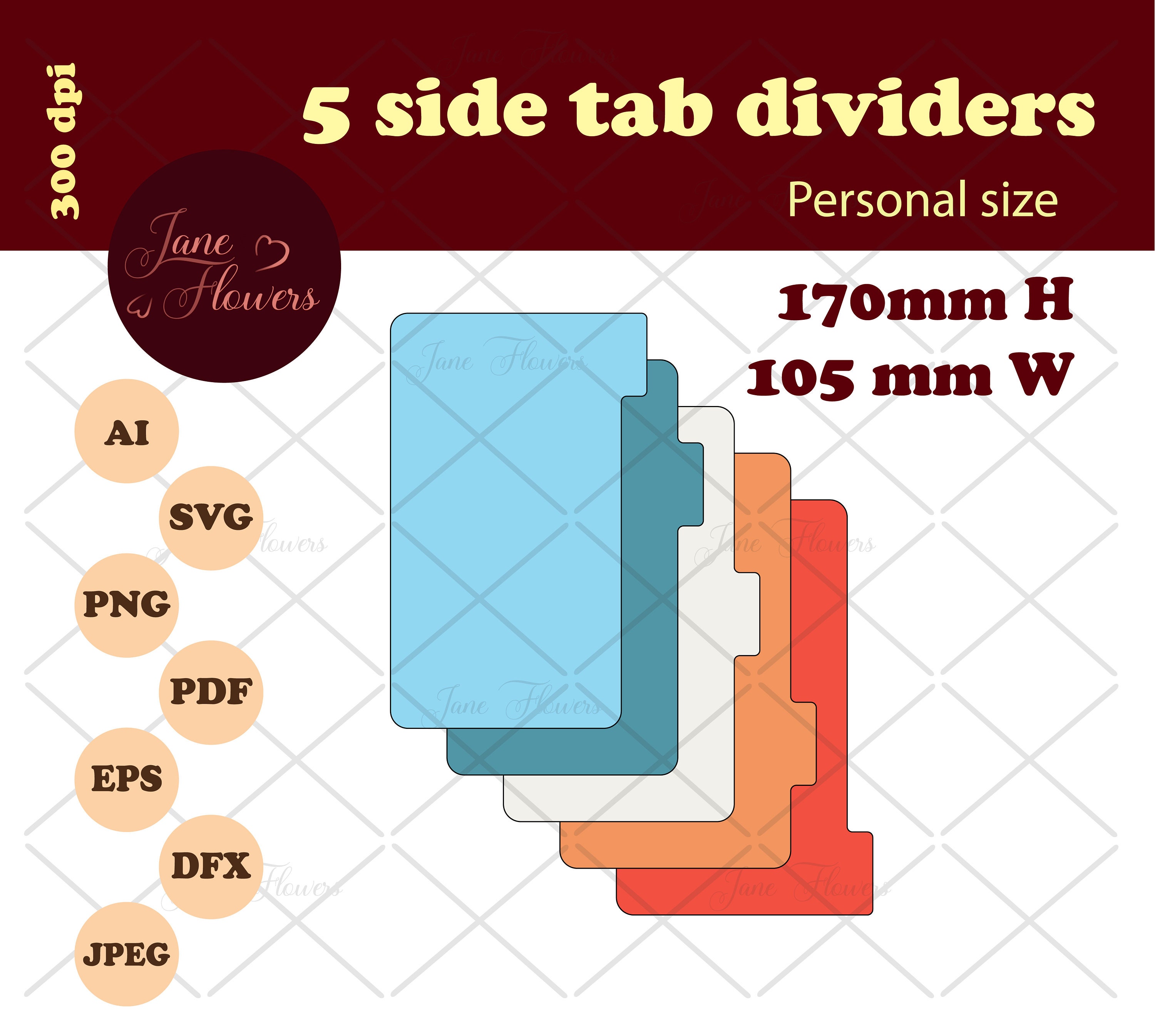 Personal Side Tab Dividers Svg 5 Planner Divider Pages Etsy