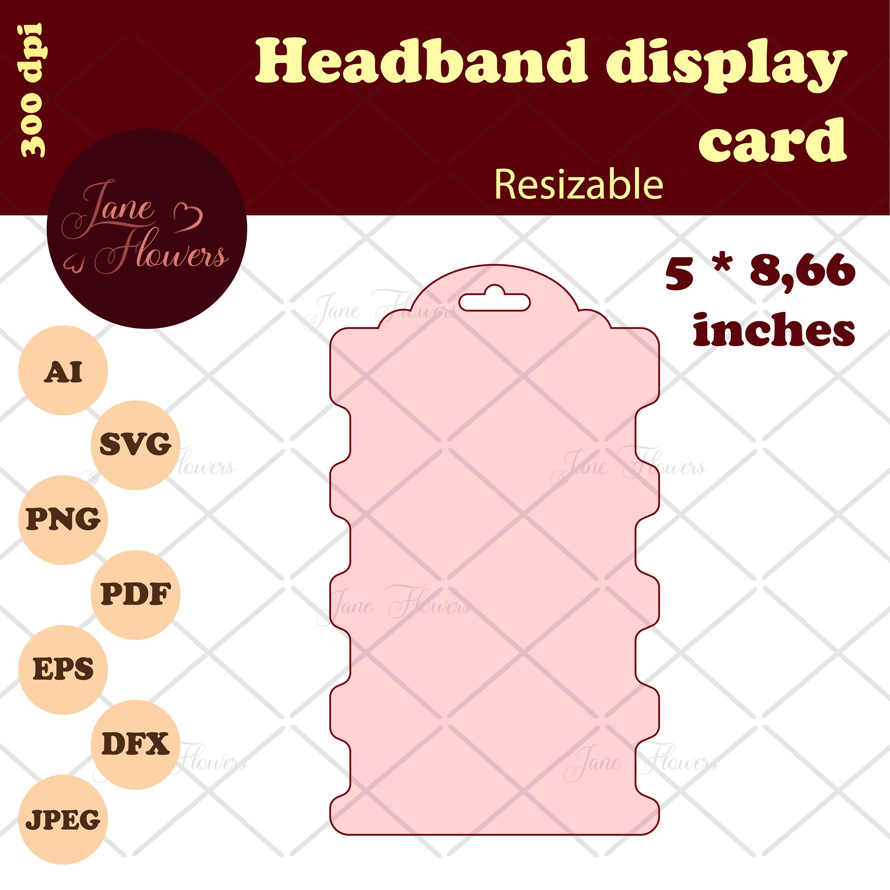 DIY display card holder for multiple headbands, snap clip card template,  hair ties display card pattern, cut file cricut For Headband Card Template