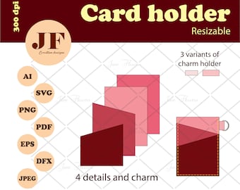 Vertical Card Holder SVG: Geometric Keychain Wallet Template (Digital Download)