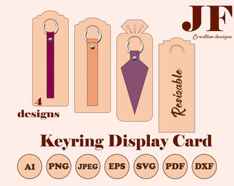 Sjabloon sleutelhanger displaykaart, doe-het-zelf sleutelhangerhouder (digitale download)