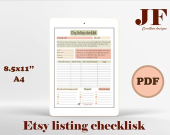 Etsy Listing Checklist: SEO Planner, Etsy Shop Marketing (PDF Download)