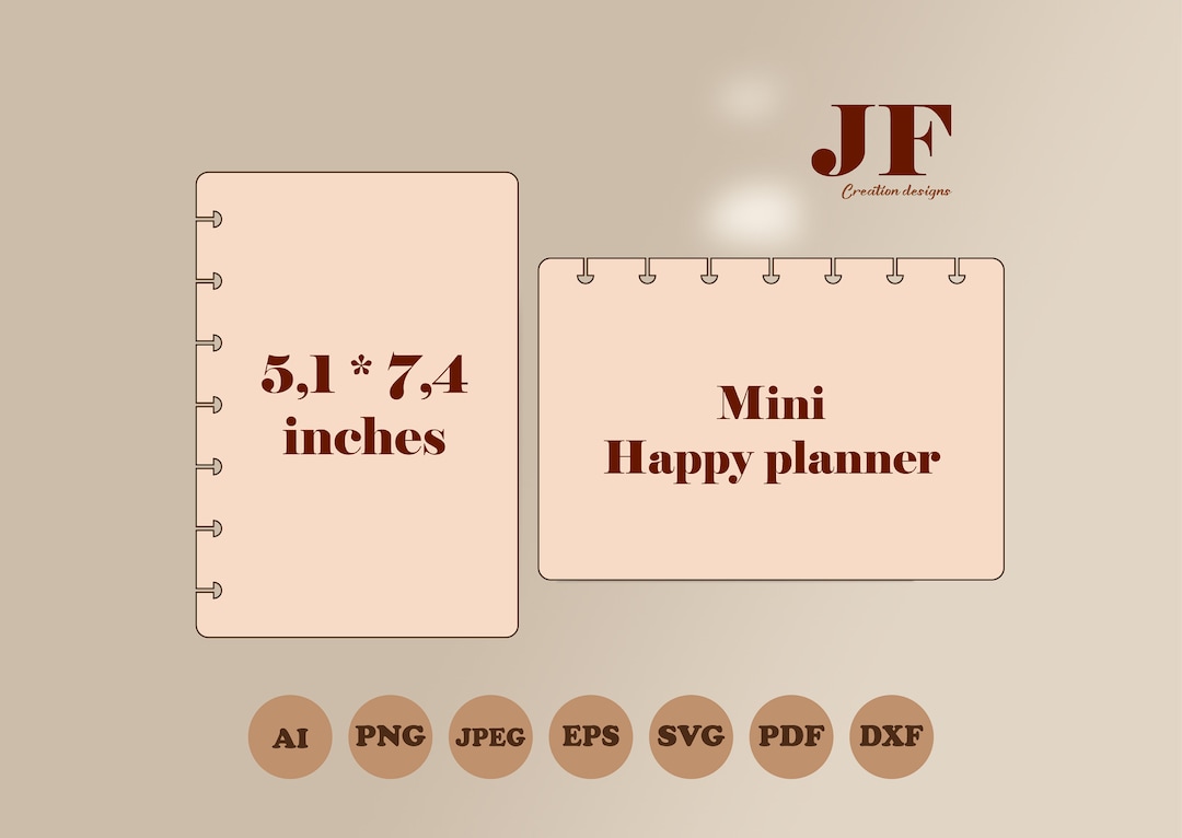 Mini Happy Planner Cover Template SVG With Punch Holes, Happy Planner
