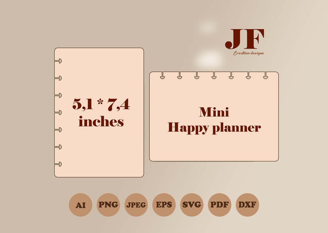Mini Happy Planner Cover Template SVG With Punch Holes Happy | Etsy