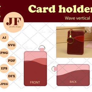 Modello porta carte Wave per Cricut, porta biglietti da visita SVG, modello piccolo portafoglio, porta carte in similpelle fai da te, tutorial PDF per borsetta sottile