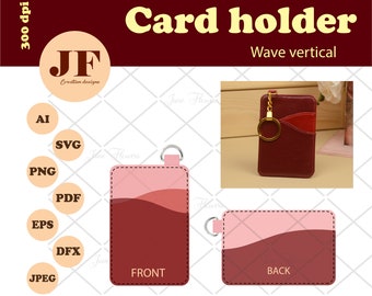 Wave Card Holder Template: DIY Faux Leather Wallet SVG, PDF
