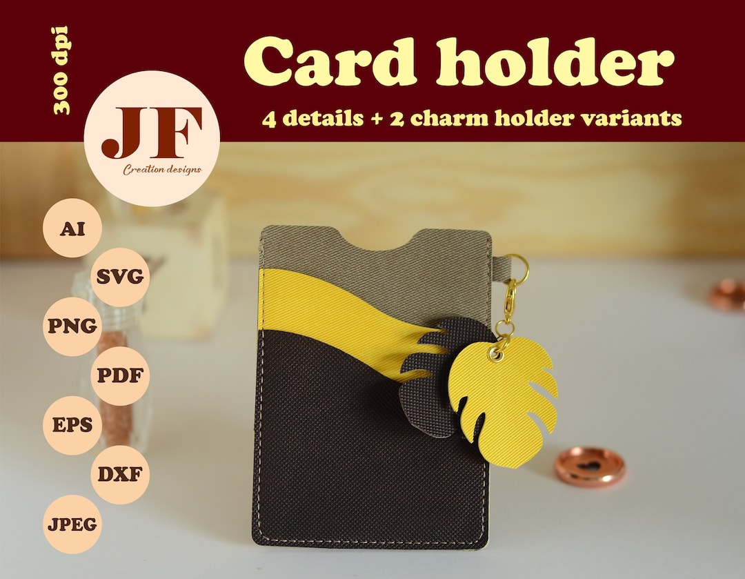 Cute Business Card Holder Template, Keychain Card Case, Card Pouch