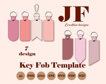 Faux Leather Key Fob Template: Keychain SVG Bundle (Digital Download)
