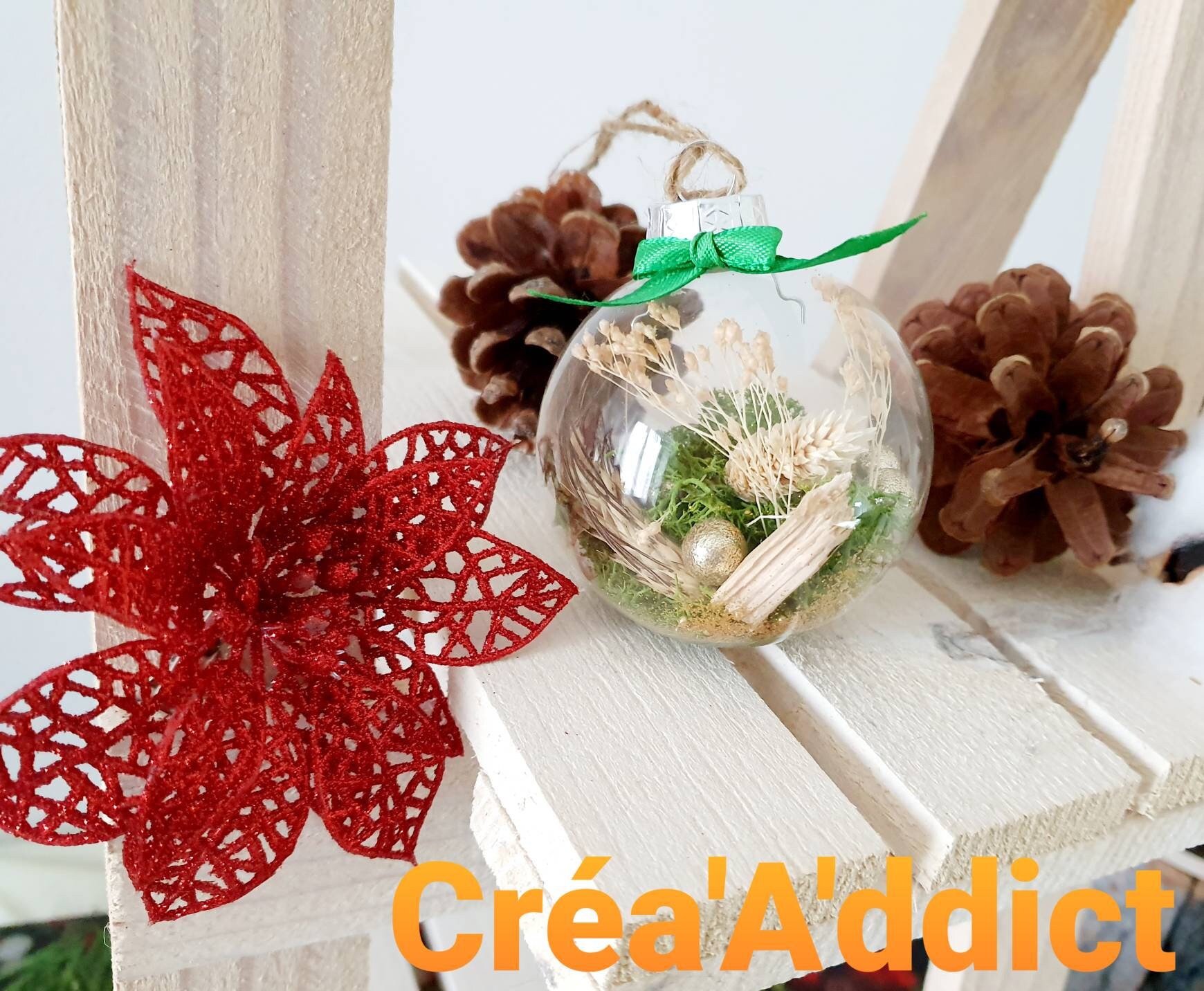 Boules de Noël Fleurs Séchées et Stabilisées